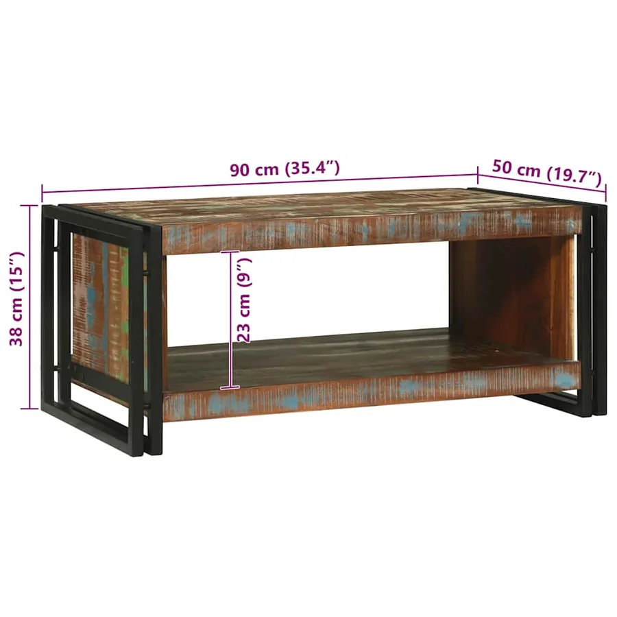 Table basse Multicolore 90 x 50 x 38 cm Bois Recyclé Solide - 10