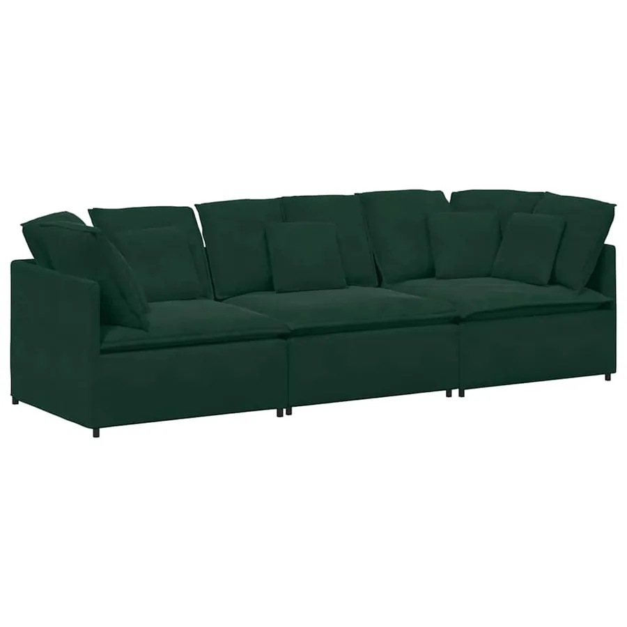 Canapé modulable avec coussins velours vert foncé - 2