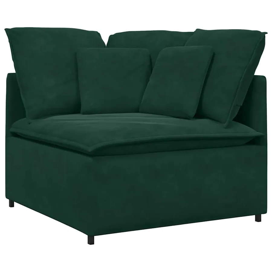 Canapé modulable avec coussins velours vert foncé - 3