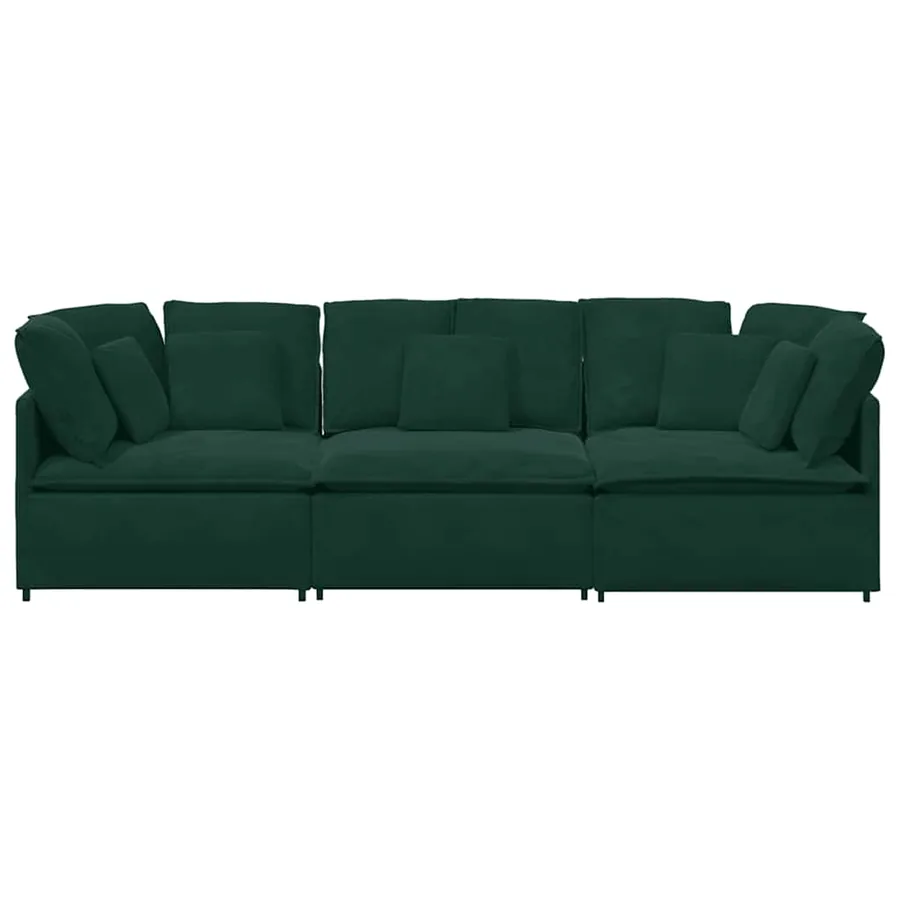 Canapé modulable avec coussins velours vert foncé - 5