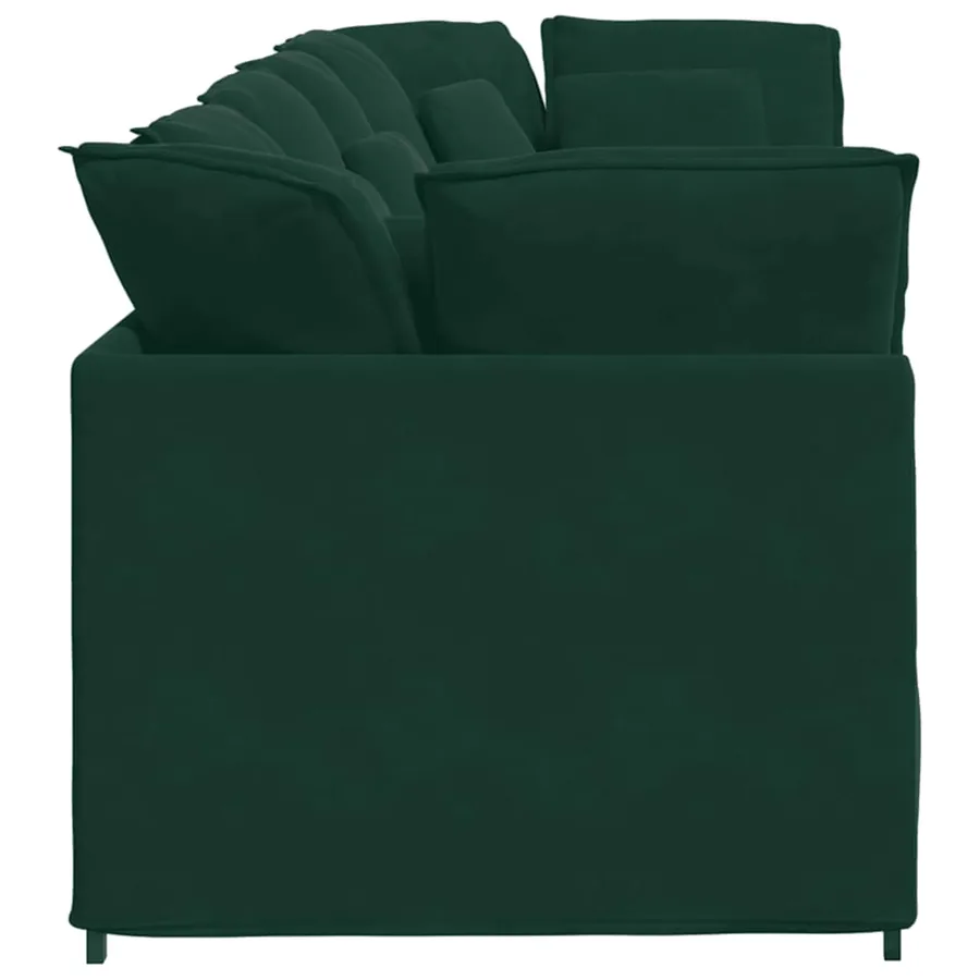 Canapé modulable avec coussins velours vert foncé - 6
