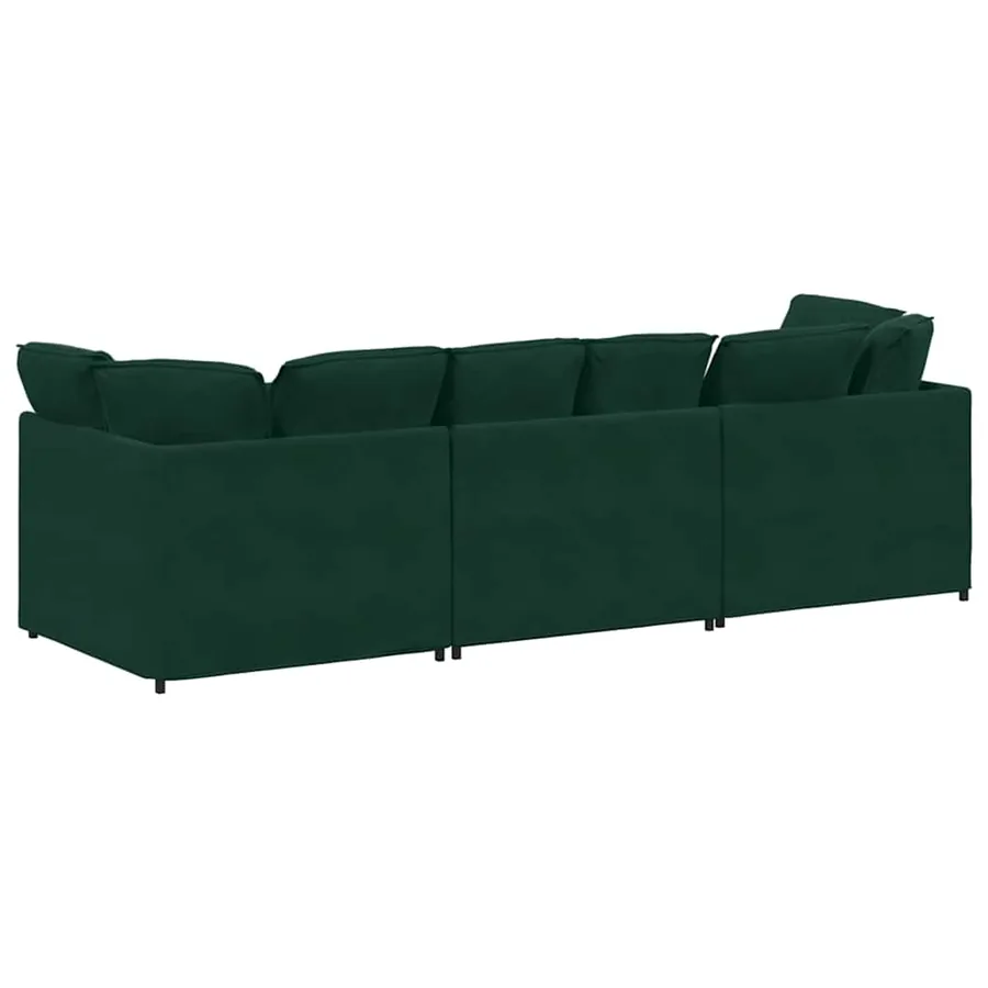 Canapé modulable avec coussins velours vert foncé - 7