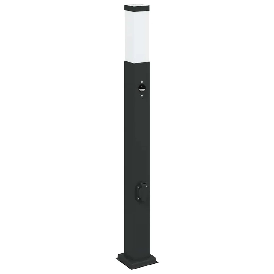 Bornes lumineuses avec capteur et prise lot de 3 80 cm noir IP44 - 4