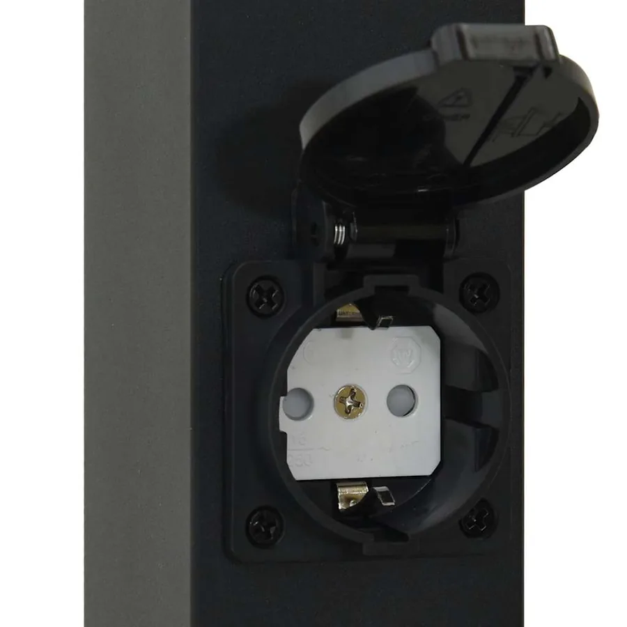 Bornes lumineuses avec capteur et prise lot de 3 80 cm noir IP44 - 9