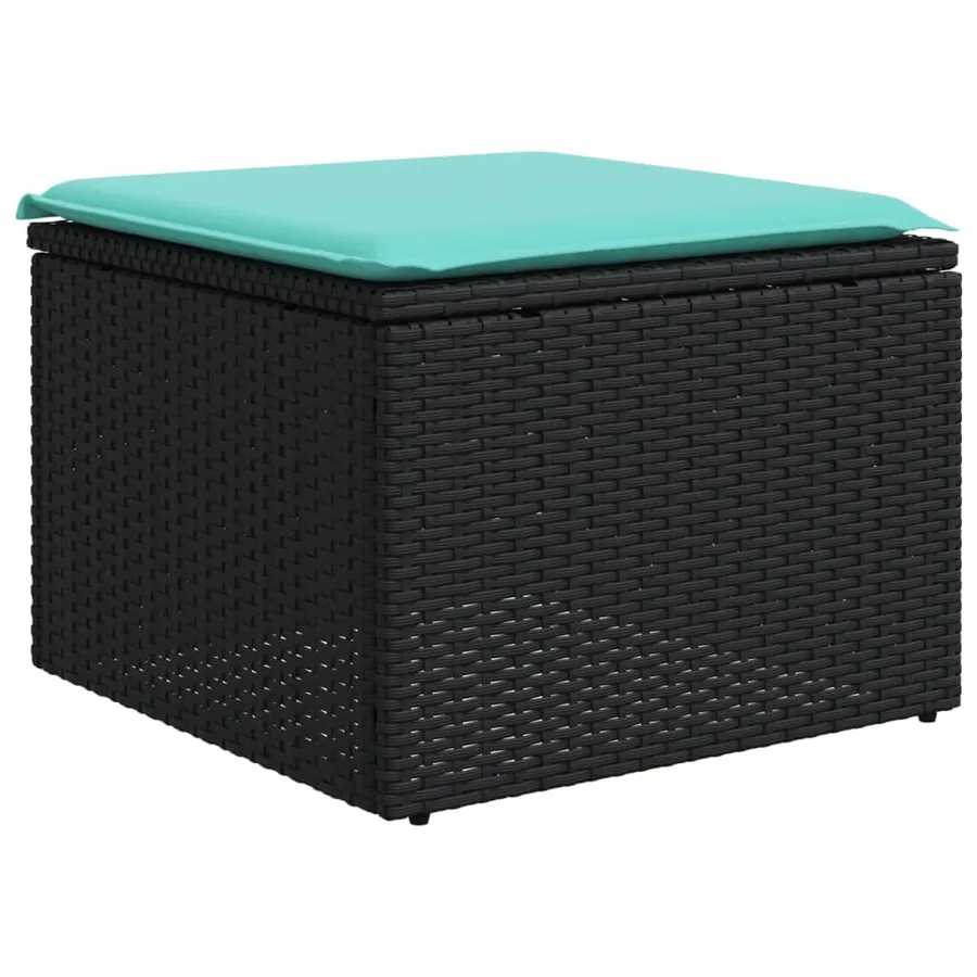 Ensemble de canapé de jardin 5 pcs avec coussins noir résine tressée - 8