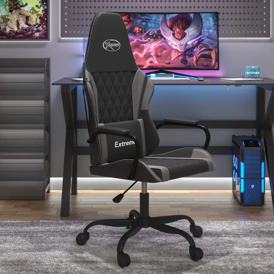 Chaise de jeu de massage Noir et gris Similicuir