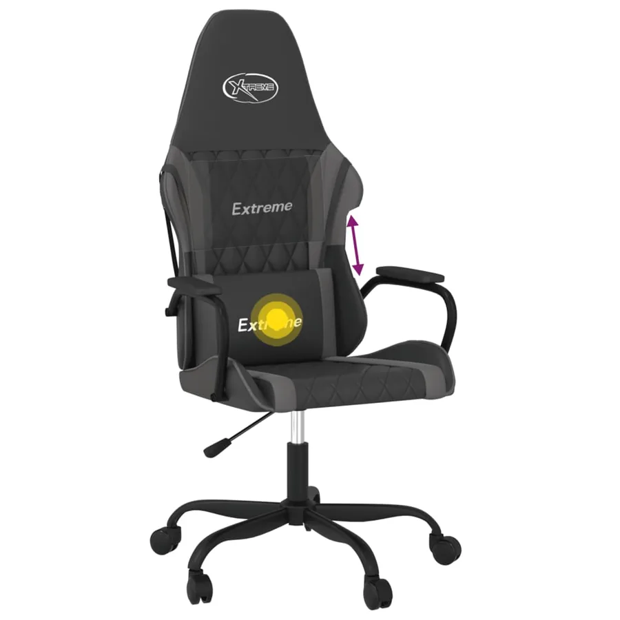 Chaise de jeu de massage Noir et gris Similicuir - 7
