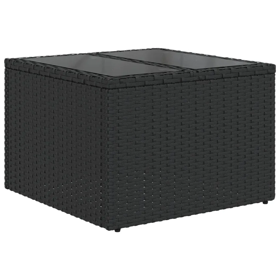 Ensemble de canapé de jardin 11 pcs avec coussins noir résine tressée - 5