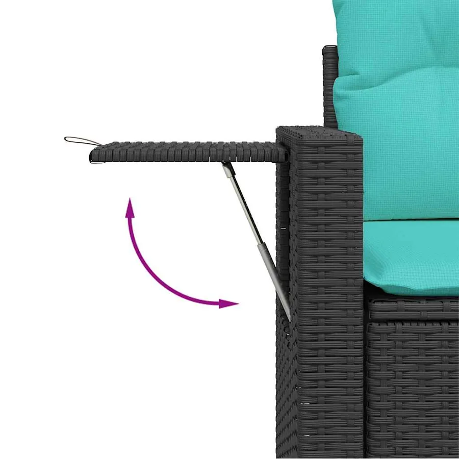 Ensemble de canapé de jardin 8 pcs avec coussins noir résine tressée - 7