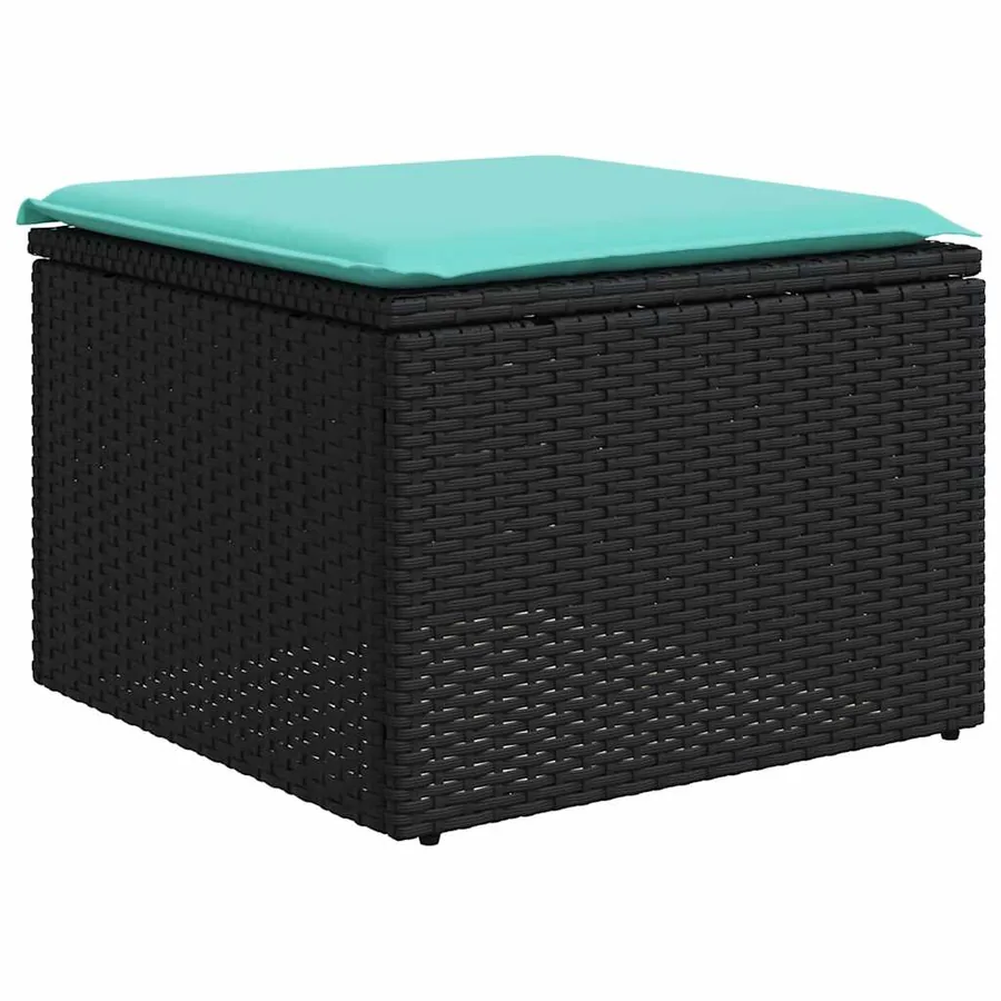 Ensemble de canapé de jardin 10 pcs avec coussins noir résine tressée - 6