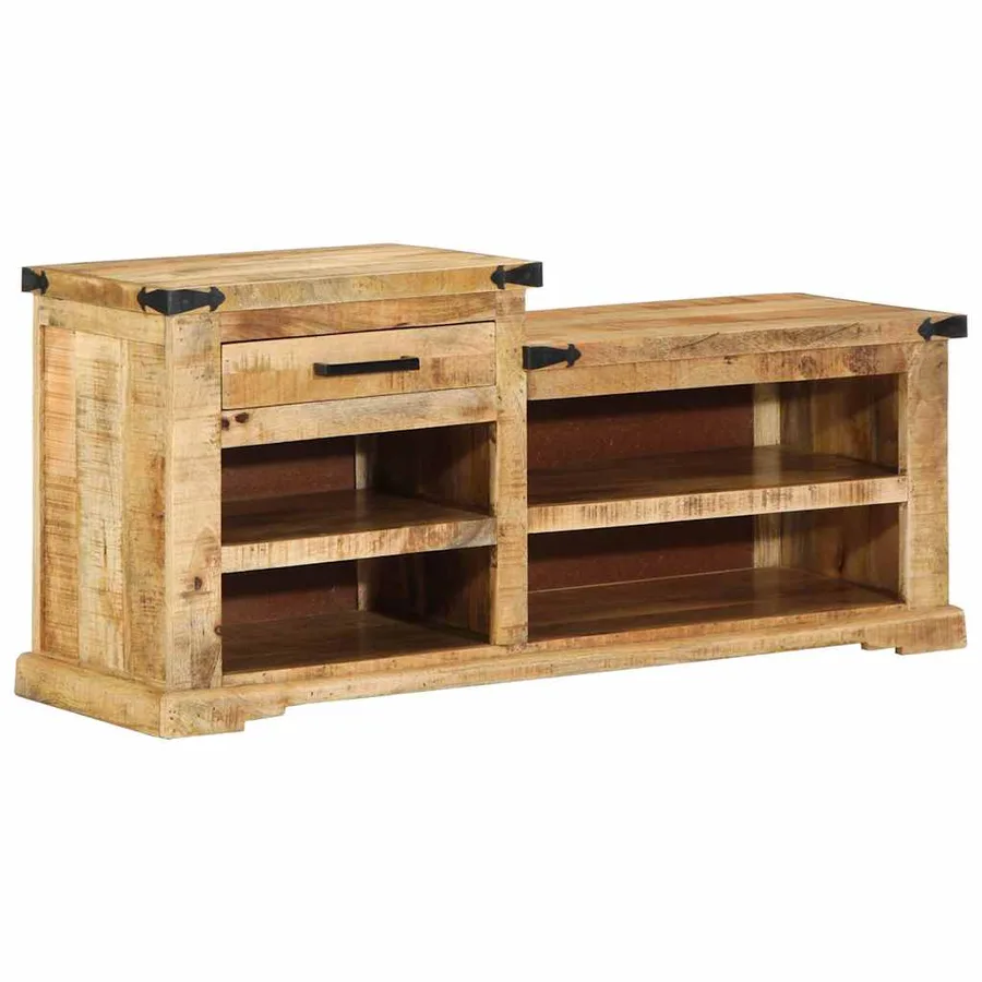banc avec tiroir Marron 110 x 35 x 50 cm Manguier brut - 2