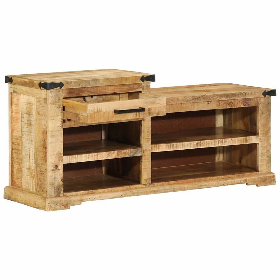 banc avec tiroir Marron 110 x 35 x 50 cm Manguier brut - 3
