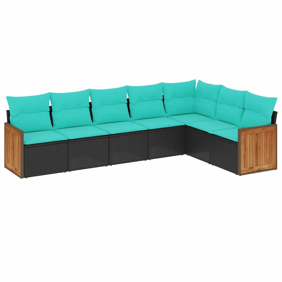Salon de jardin 7 pcs avec coussins noir résine tressée 55 x 62 x 69 cm - 57,2 kg - 2