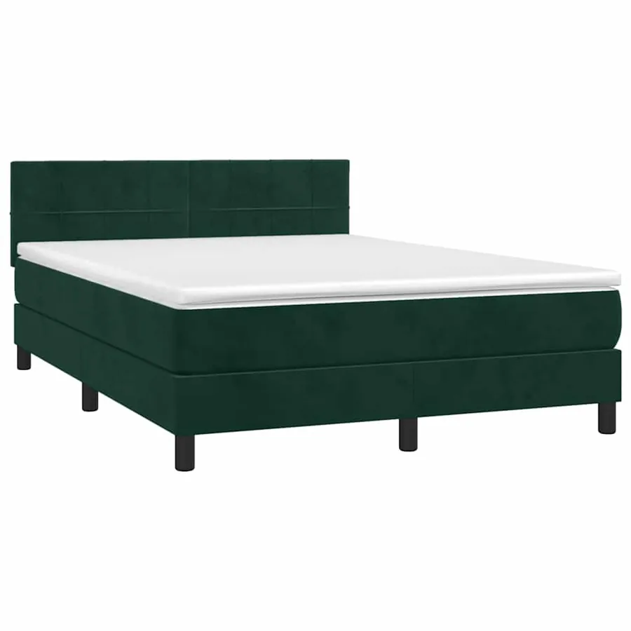 Sommier à lattes de lit et matelas Vert foncé 140x190cm Velours - 3