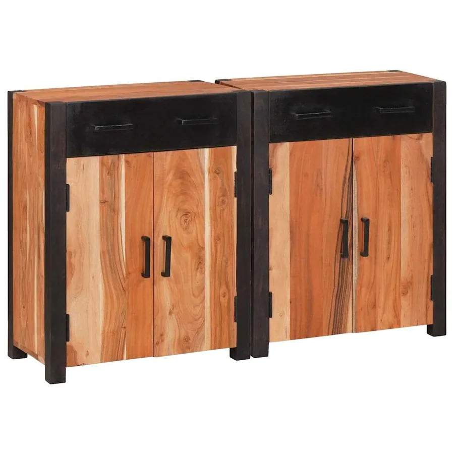 Buffet 2 pcs Marron 110 x 30 x 75 cm Bois d'Acacia Massif