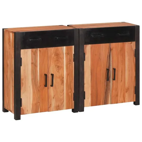 Buffet 2 pcs Marron 110 x 30 x 75 cm Bois d'Acacia Massif