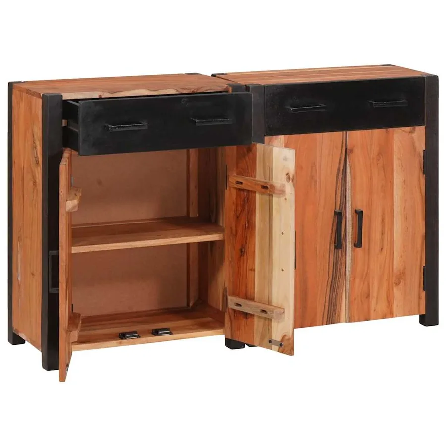 Buffet 2 pcs Marron 110 x 30 x 75 cm Bois d'Acacia Massif - 2