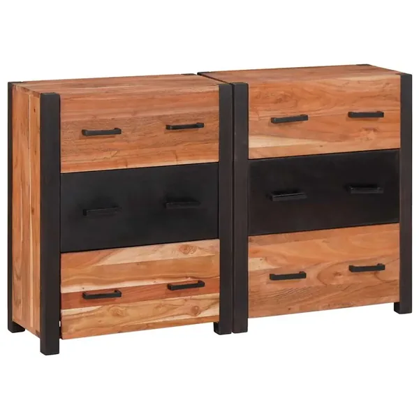 Buffet 3 pcs Marron 110 x 30 x 75 cm Bois d'Acacia Massif