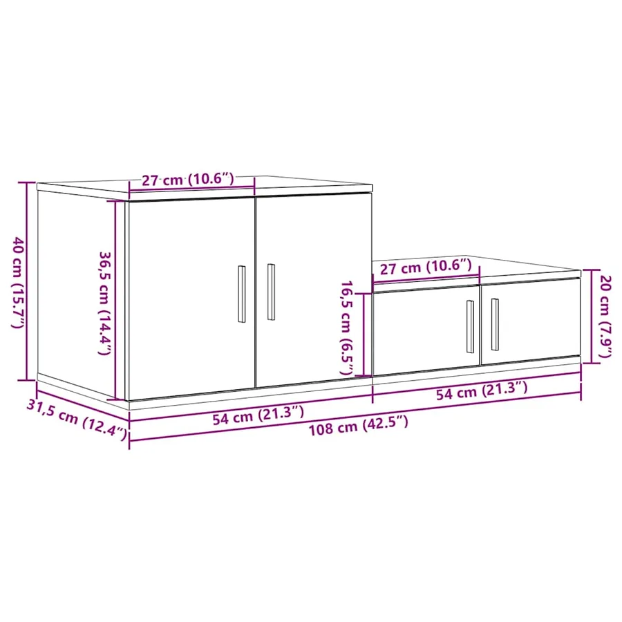 Armoire de rangement 2 pc Chêne artisanal 108 x 41 x 40 cm - 16