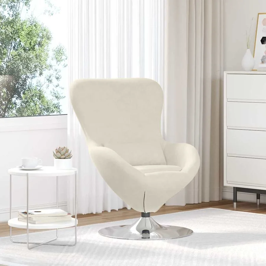 Fauteuil œuf Crème Velours