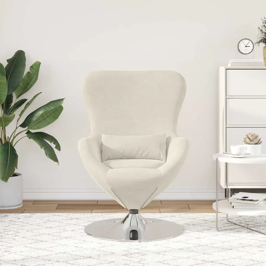 Fauteuil œuf Crème Velours - 3