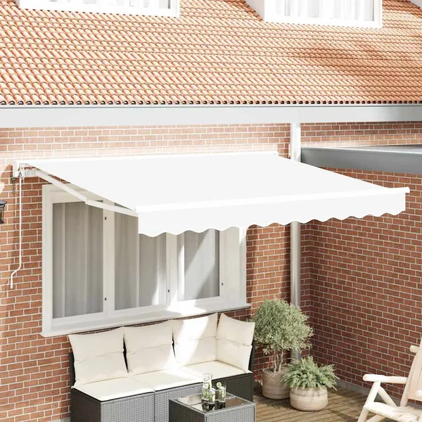 Cadre d'auvent Blanc 350 x 200 cm Polyester avec revêtement PU