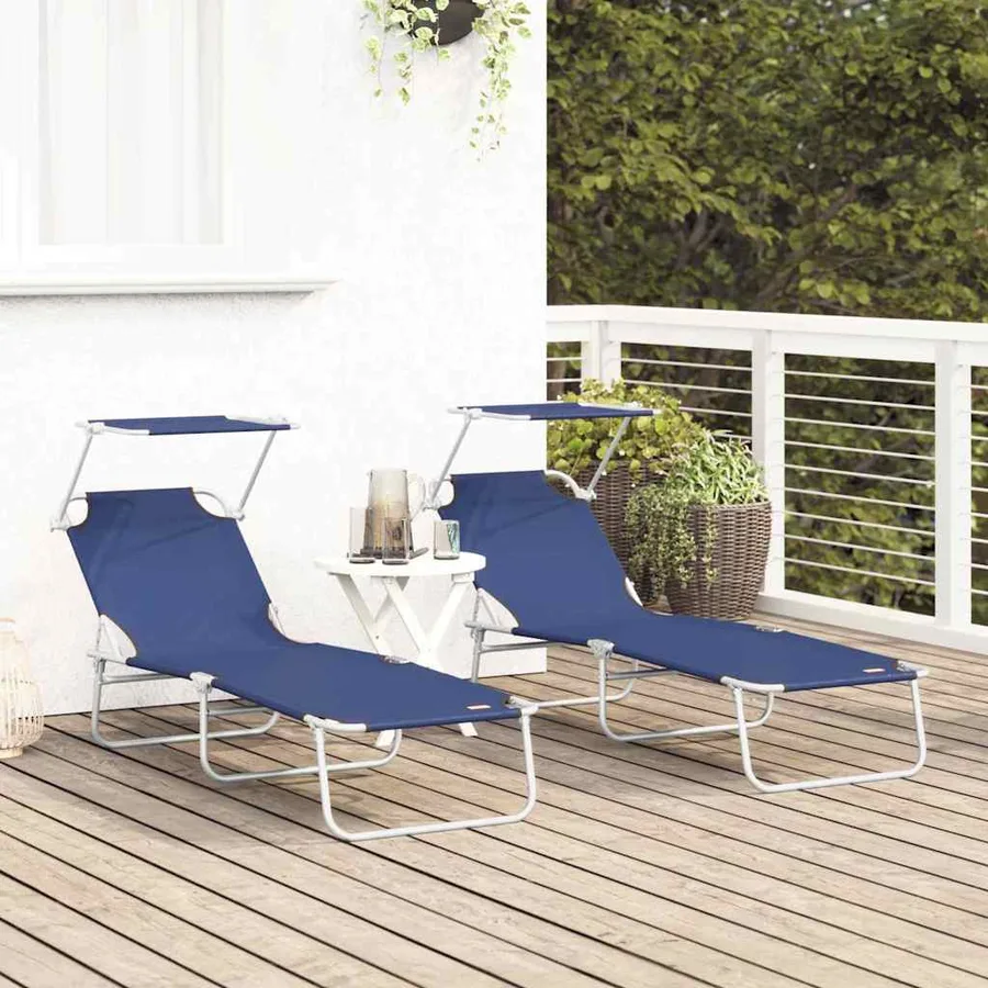 Transat 2 pcs Bleu 58 x 188 x 77cm Polyester - 3