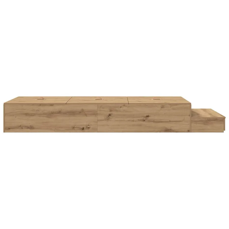 Cadre de lit avec rangement avec tiroir Chêne artisanal 90 cm - 7