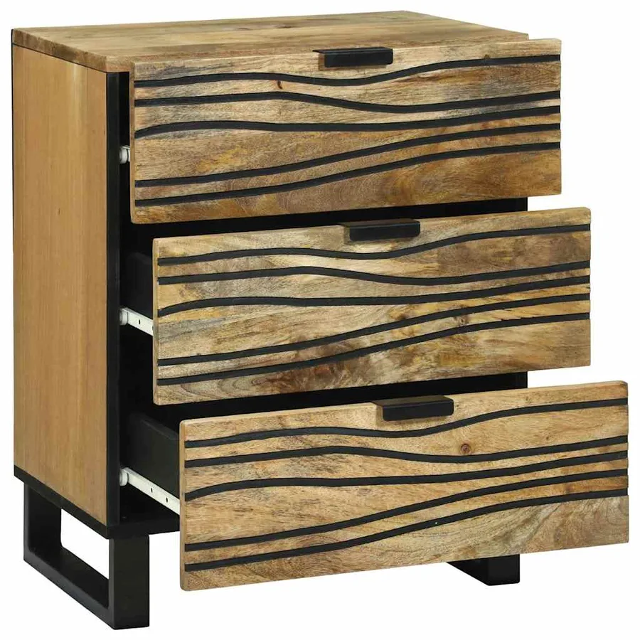 Table de chevet Naturel 50 x 33 x 62 cm Bois d'ingénierie - 2