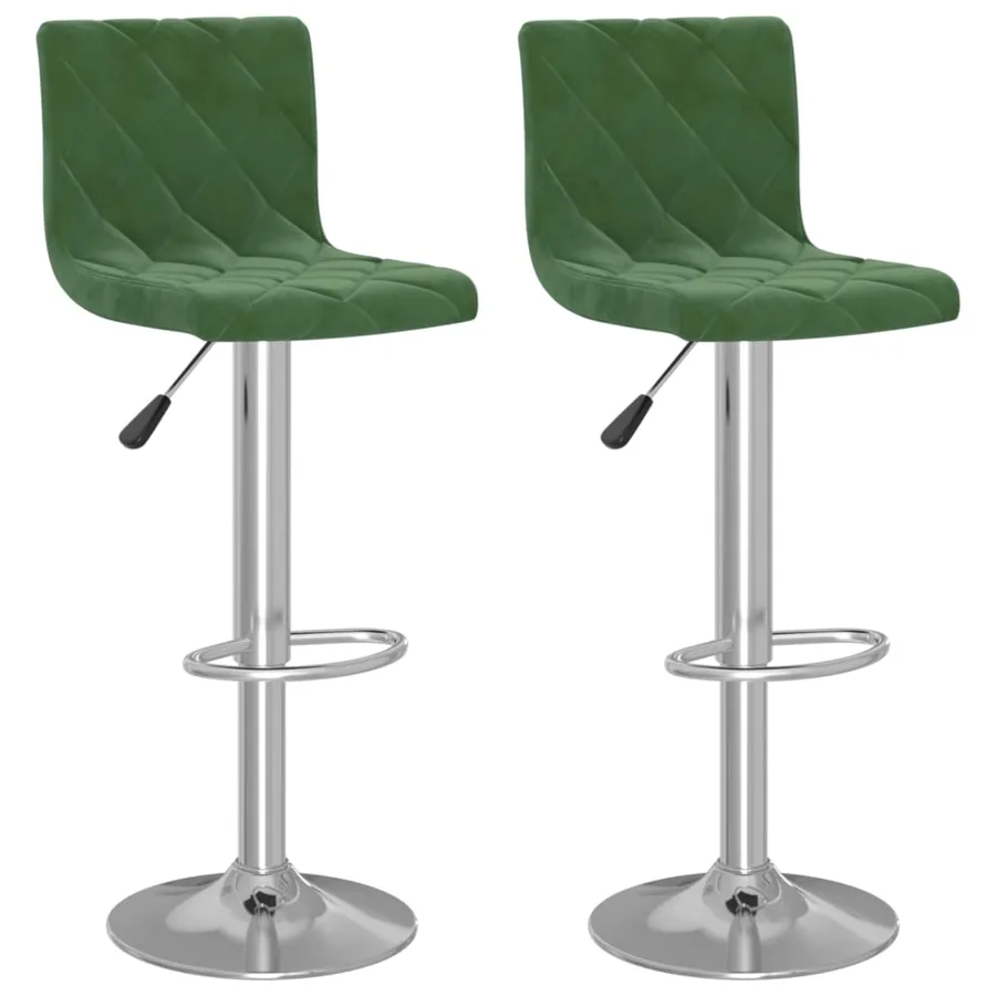 Tabourets de bar lot de 2 vert foncé velours - 2