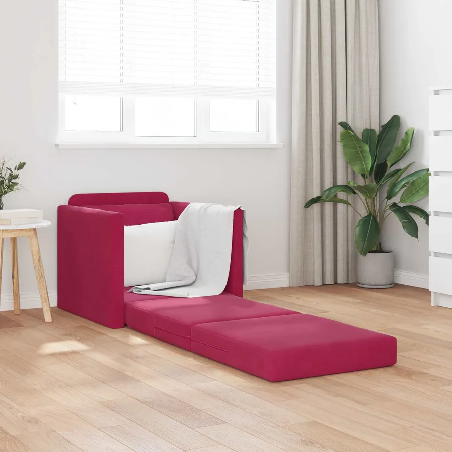 Canapé-Lit Bordeaux 74 x 77 x 81 cm Velours - 3