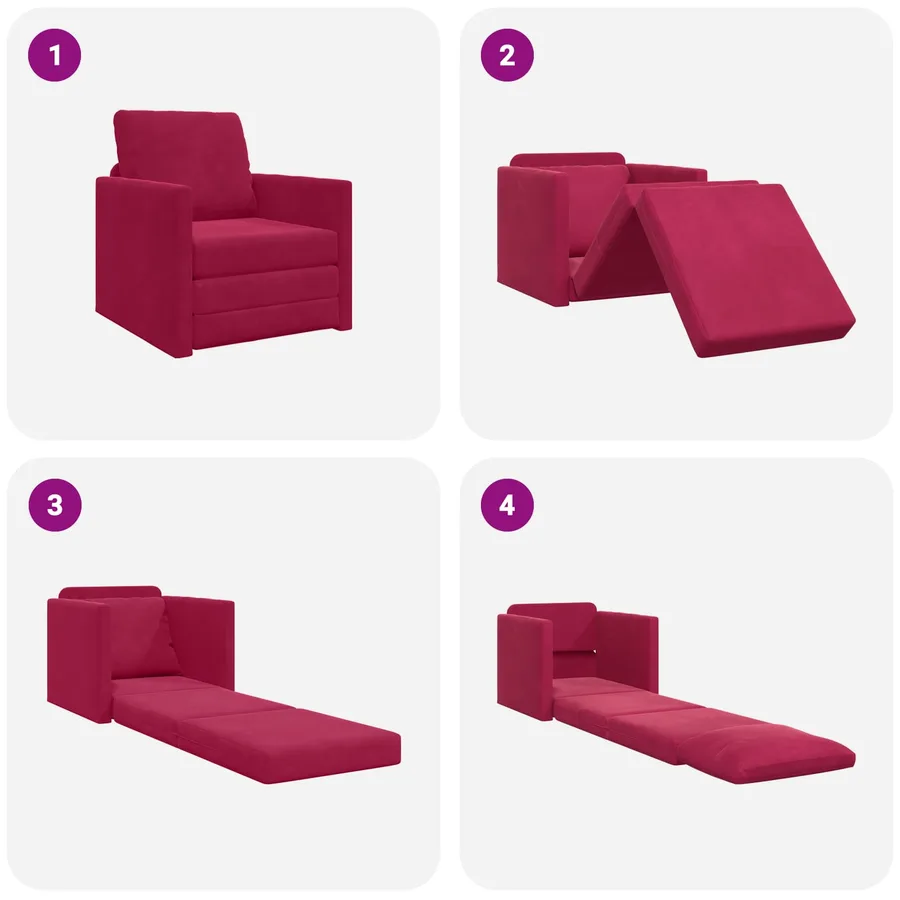 Canapé-Lit Bordeaux 74 x 77 x 81 cm Velours - 8