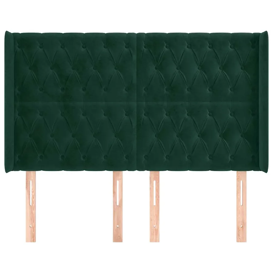 Tête de lit avec oreilles Vert foncé 163x16x118/128 cm Velours - 3