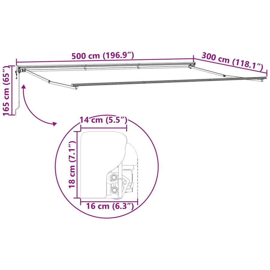 Cadre d'auvent Multicolore 500 × 300 cm - 13