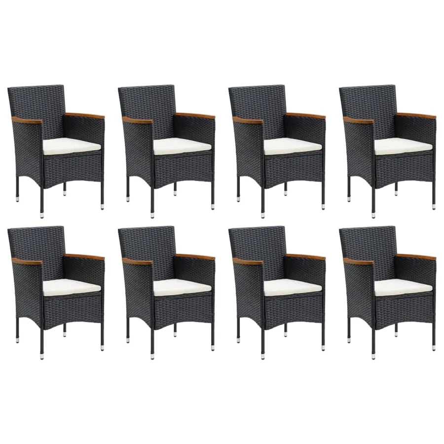 Ensemble à manger de jardin coussins 9pcs Résine tressée Noir - 3