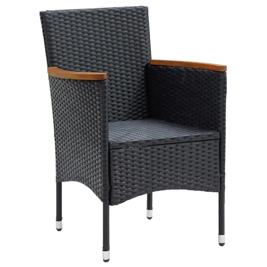 Ensemble à manger de jardin coussins 9pcs Résine tressée Noir - 7