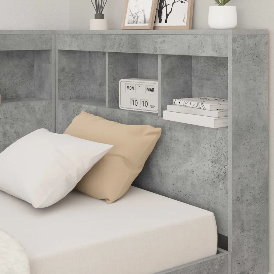 Tête de lit de rangement Gris béton 75 cm Bois d'ingénierie - 4