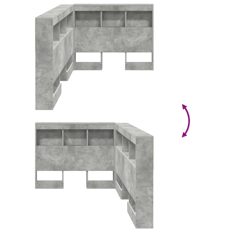 Tête de lit de rangement Gris béton 75 cm Bois d'ingénierie - 9