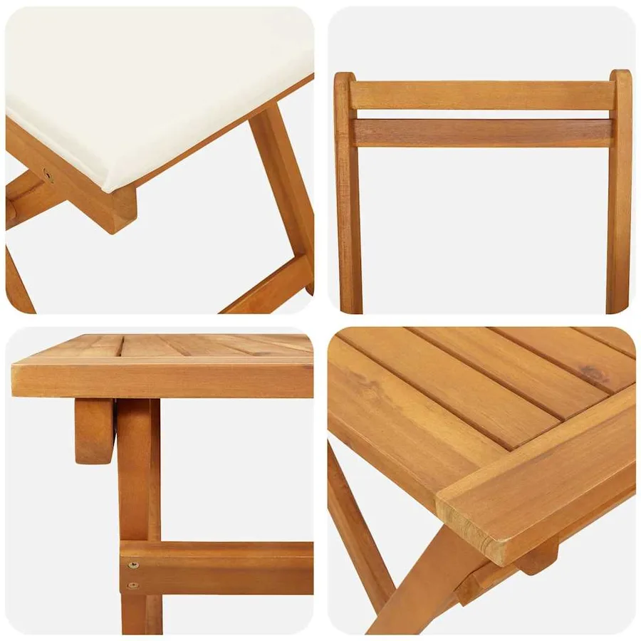 Ensemble bistrot 5 pcs Huile Naturelle Bois d'Acacia Massif - 9