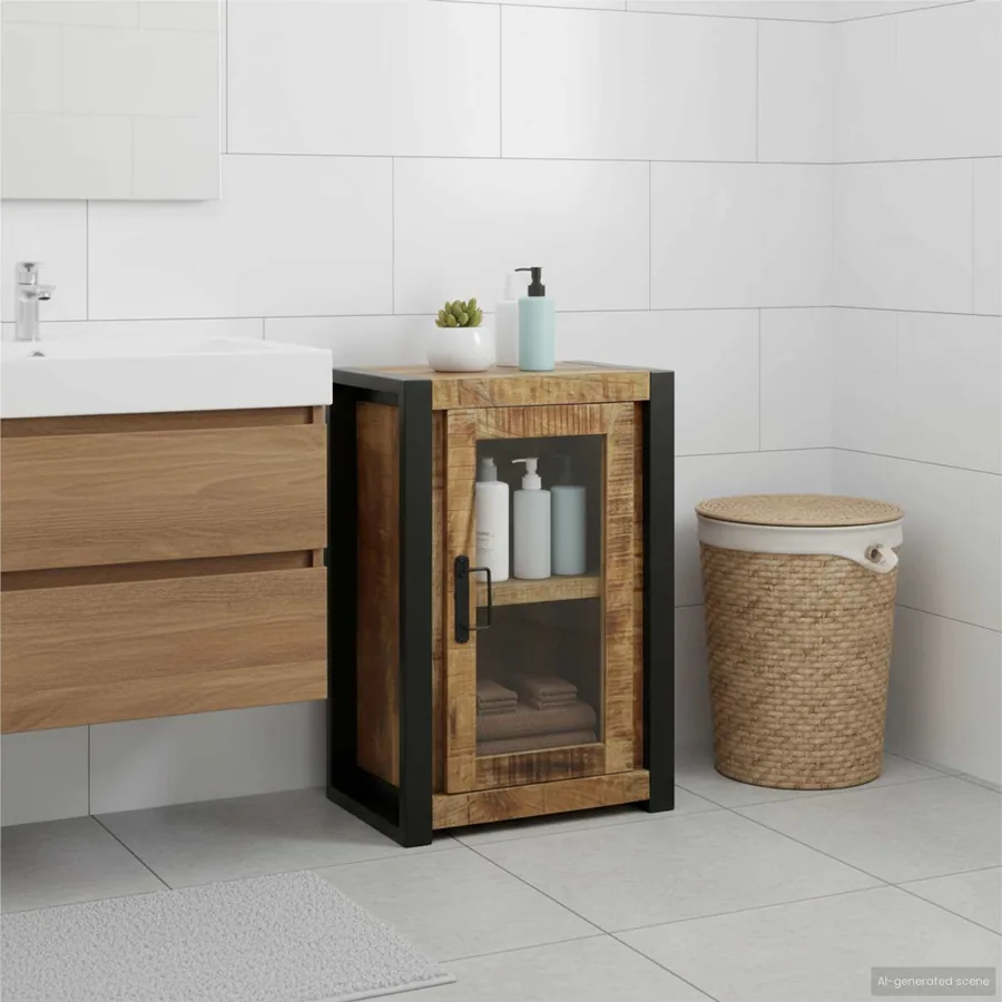 Armoire de salle de bain Marron Bois de mangue massif