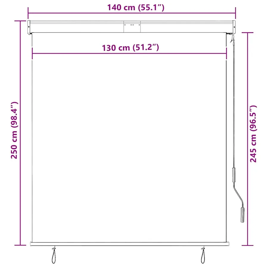 Store roulant d'extérieur 140 x 250 cm Anthracite - 10