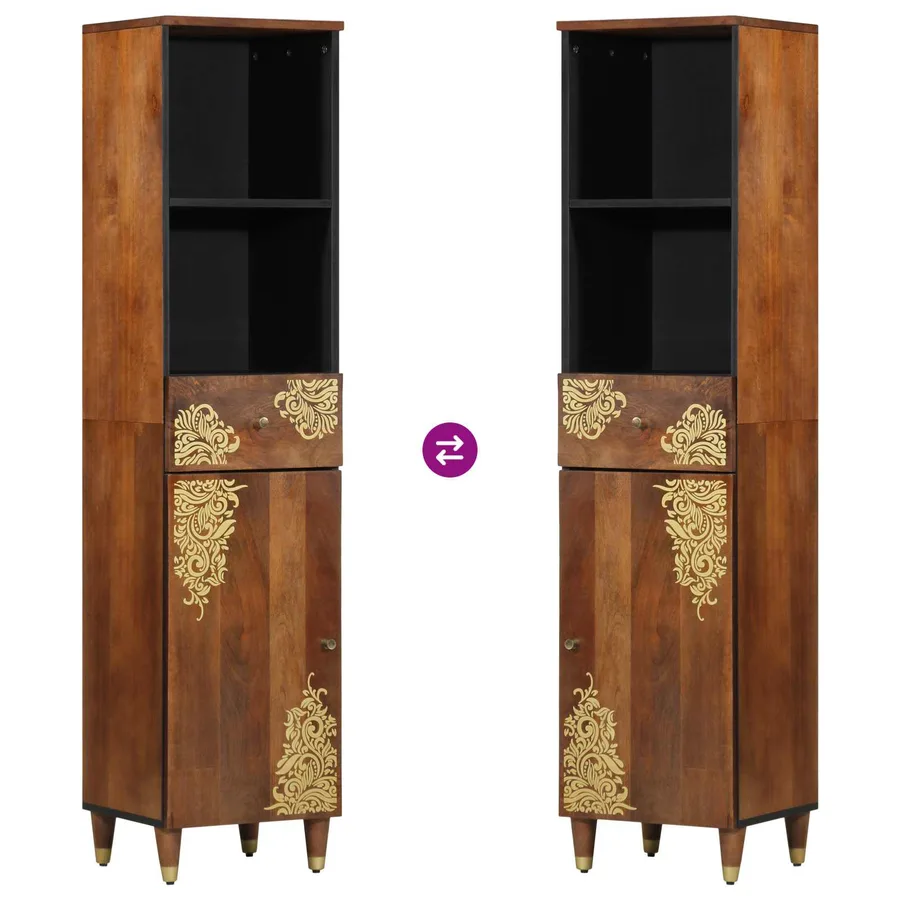 Armoire de salle de bain marron miel 38 x 33 x 160 cm - 10