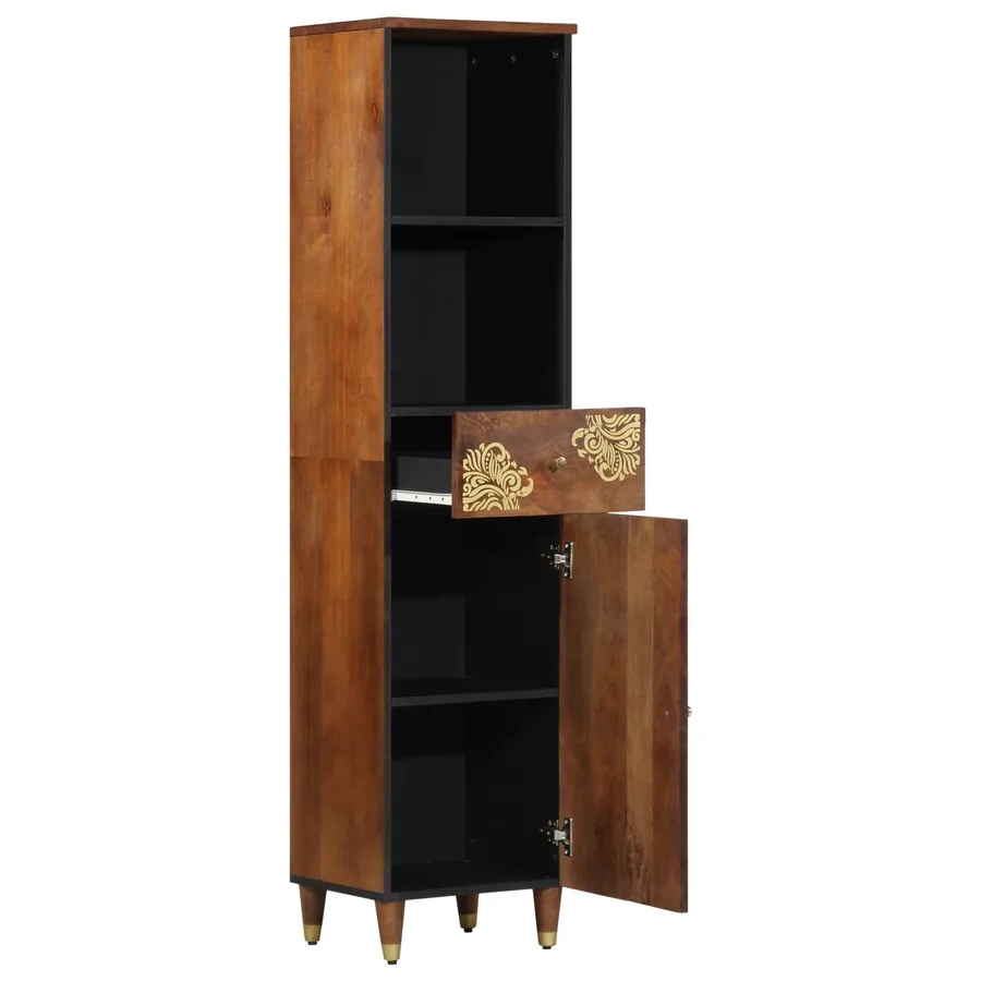 Armoire de salle de bain marron miel 38 x 33 x 160 cm - 2