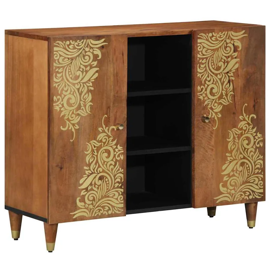 Buffet avec porte Marron 90 x 33 x 75 cm Bois de mangue massif
