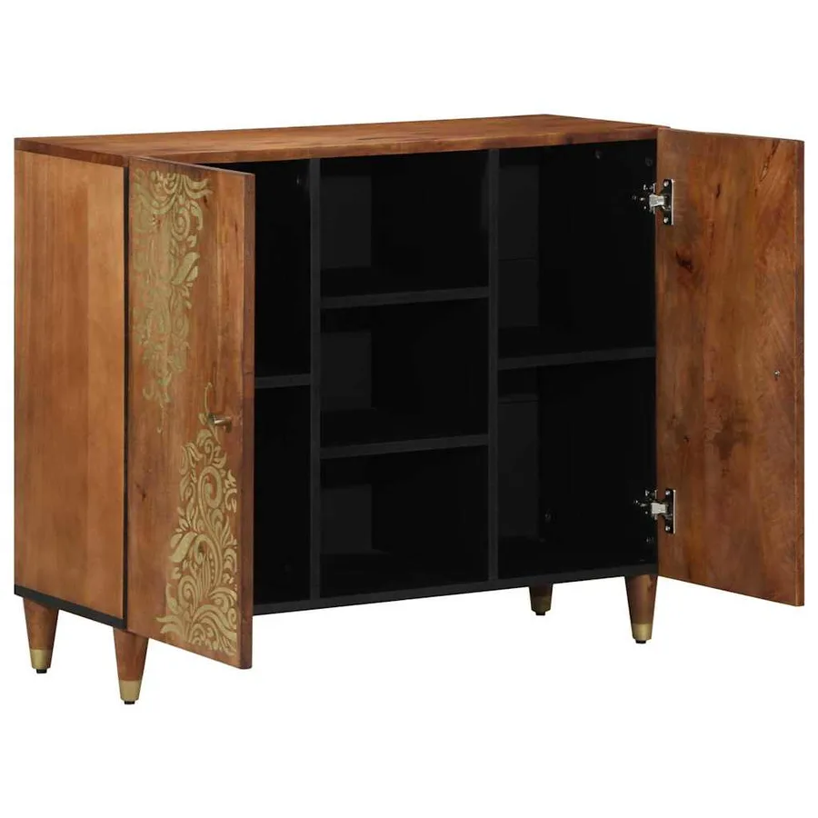 Buffet avec porte Marron 90 x 33 x 75 cm Bois de mangue massif - 2