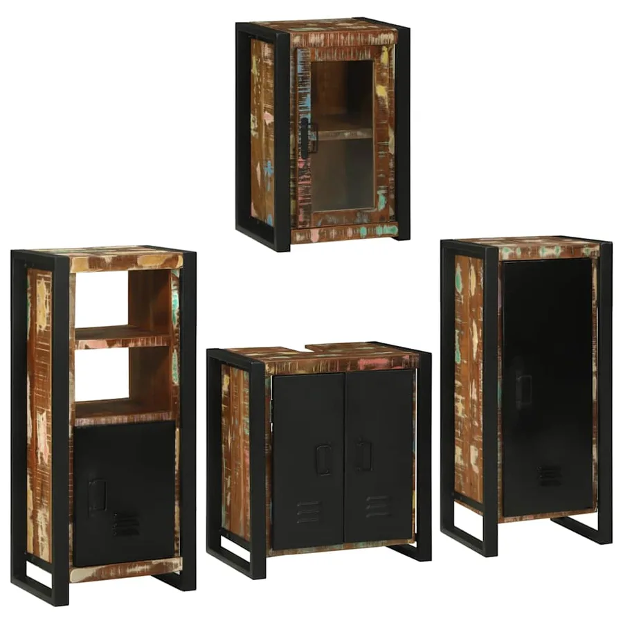 Ensemble de mobilier de salle de bain 4 pcs Bois massif recyclé - 3