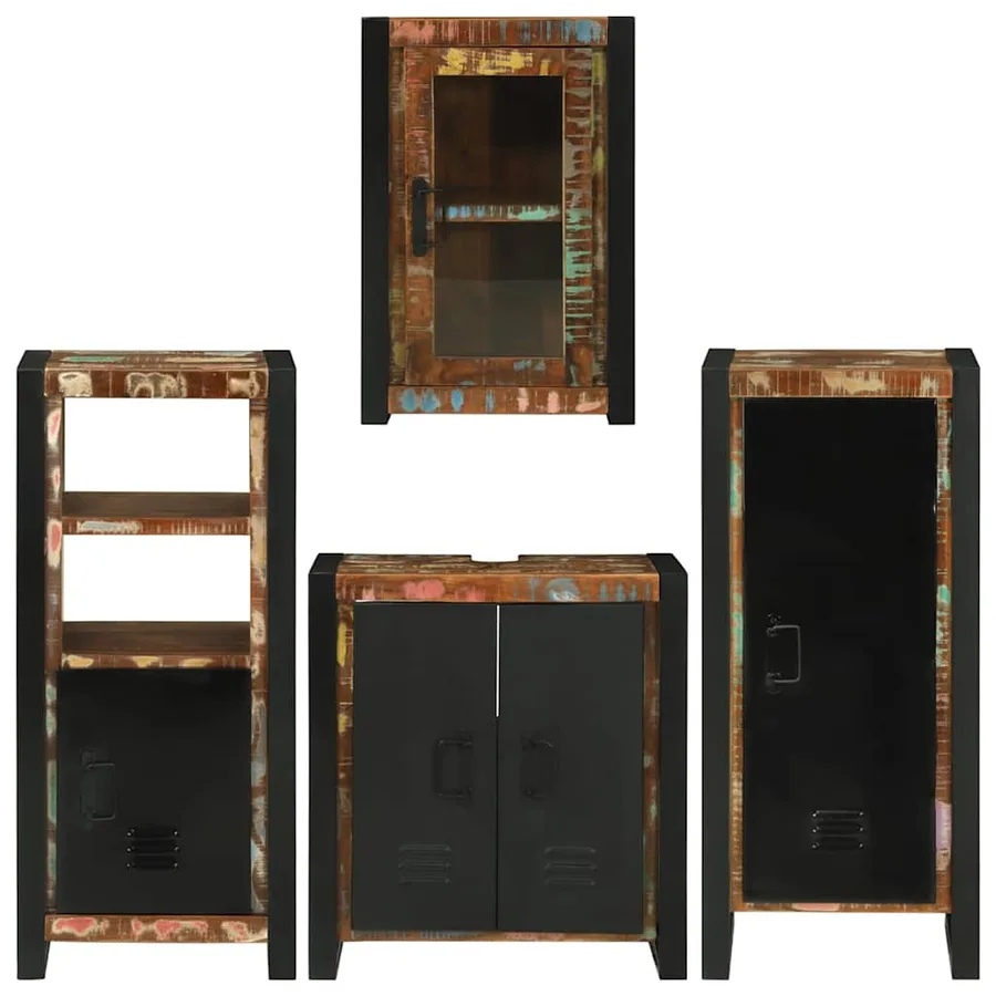 Ensemble de mobilier de salle de bain 4 pcs Bois massif recyclé - 9