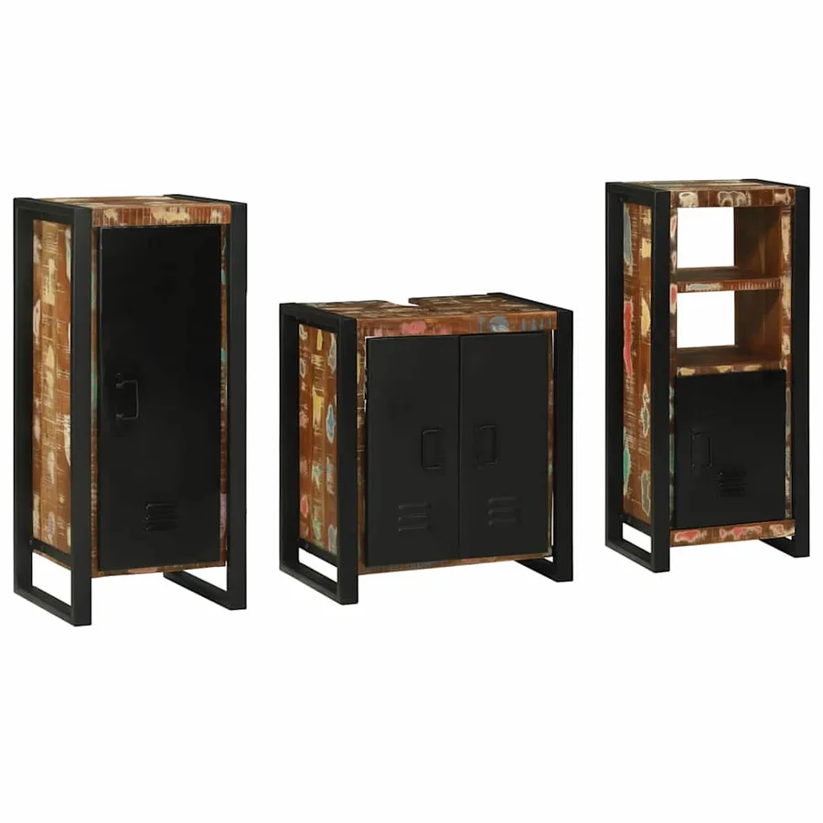 Ensemble de mobilier de salle de bain 3 pcs Bois Recyclé Solide - 10