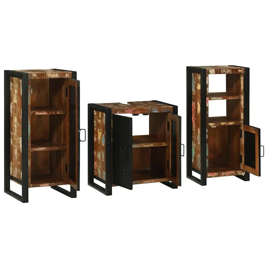 Ensemble de mobilier de salle de bain 3 pcs Bois Recyclé Solide - 3