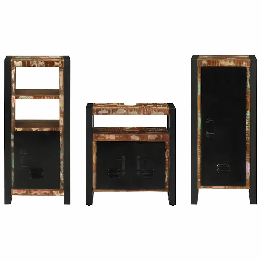 Ensemble de mobilier de salle de bain 3 pcs Bois Recyclé Solide - 6